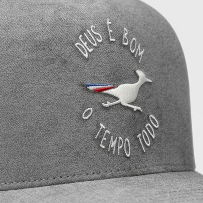 Boné Cinza OFL Deus é bom o tempo todo