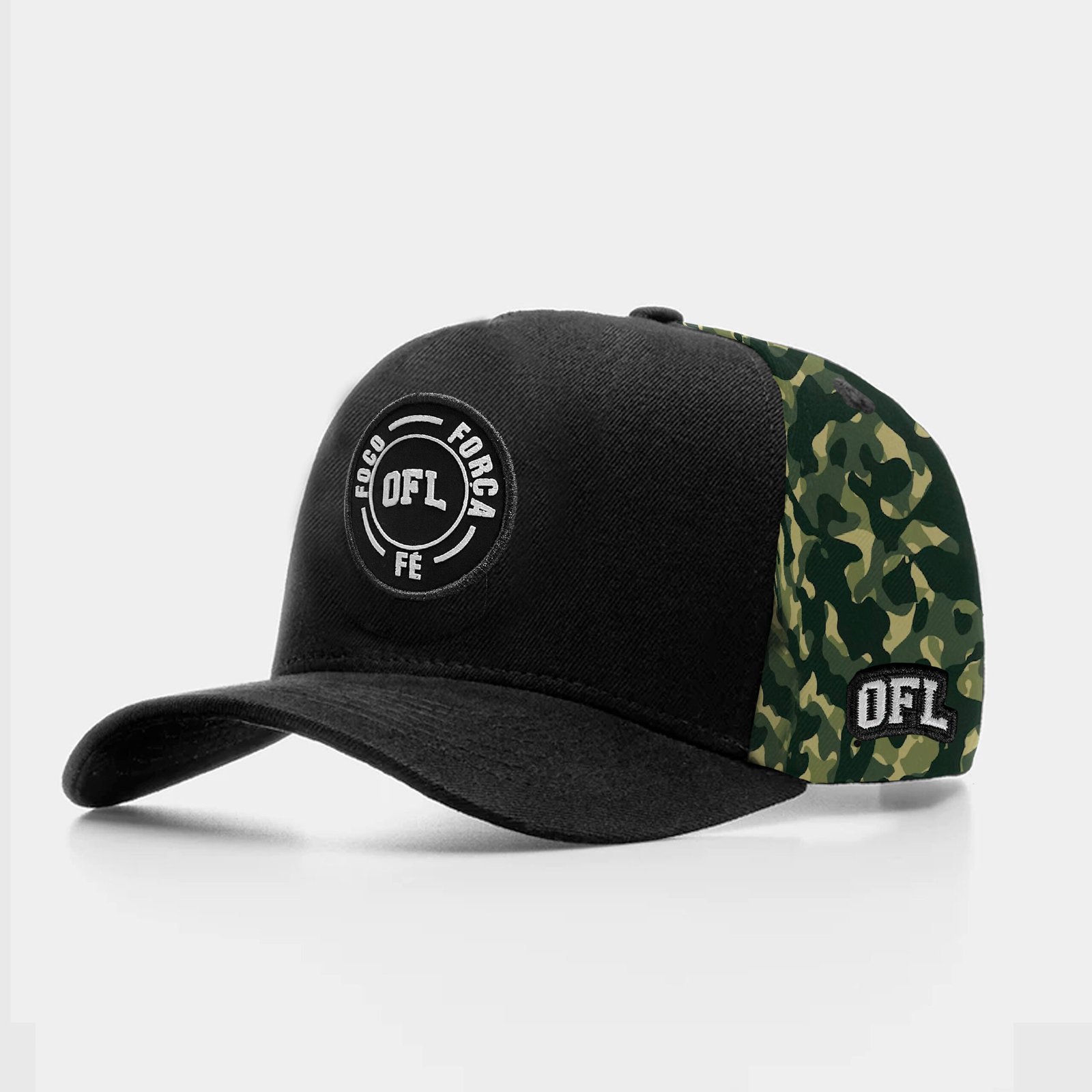 Boné OFL Camuflado Foco Força e Fé