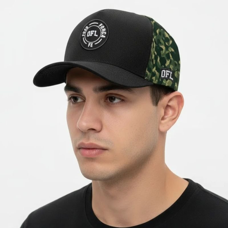 Boné OFL Camuflado Foco Força e Fé