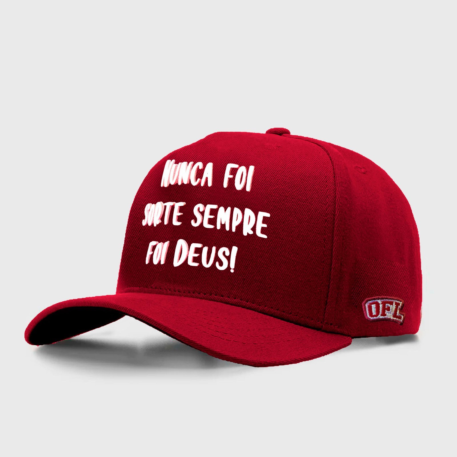 Boné Snapback OFL Bordô Nunca Foi Sorte Sempre foi Deus