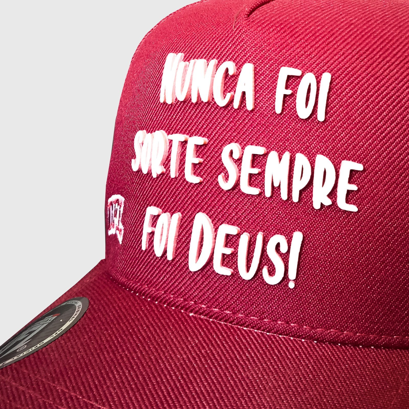 Boné Snapback OFL Bordô Nunca Foi Sorte Sempre foi Deus