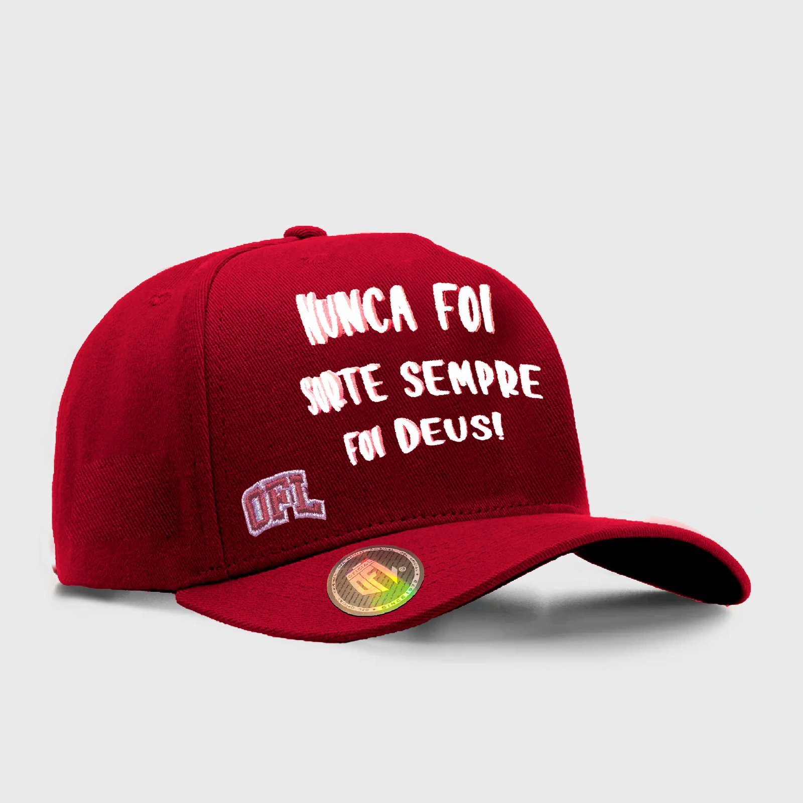 Boné Snapback OFL Bordô Nunca Foi Sorte Sempre foi Deus