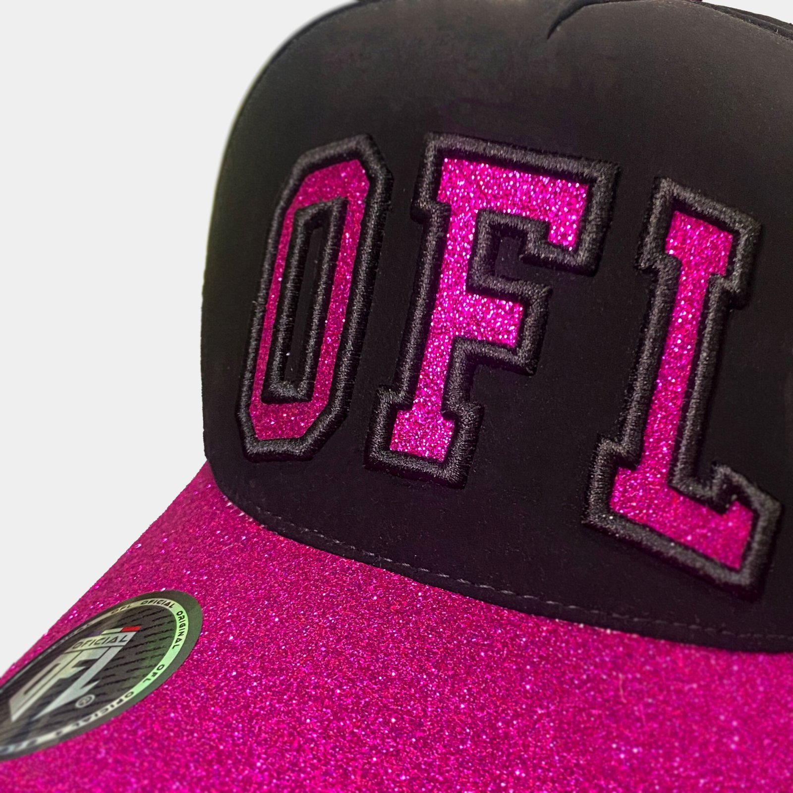 Boné Snapback OFL Preto com Glitter Rosa