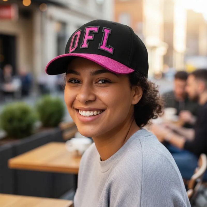 Boné Snapback OFL Preto com Glitter Rosa