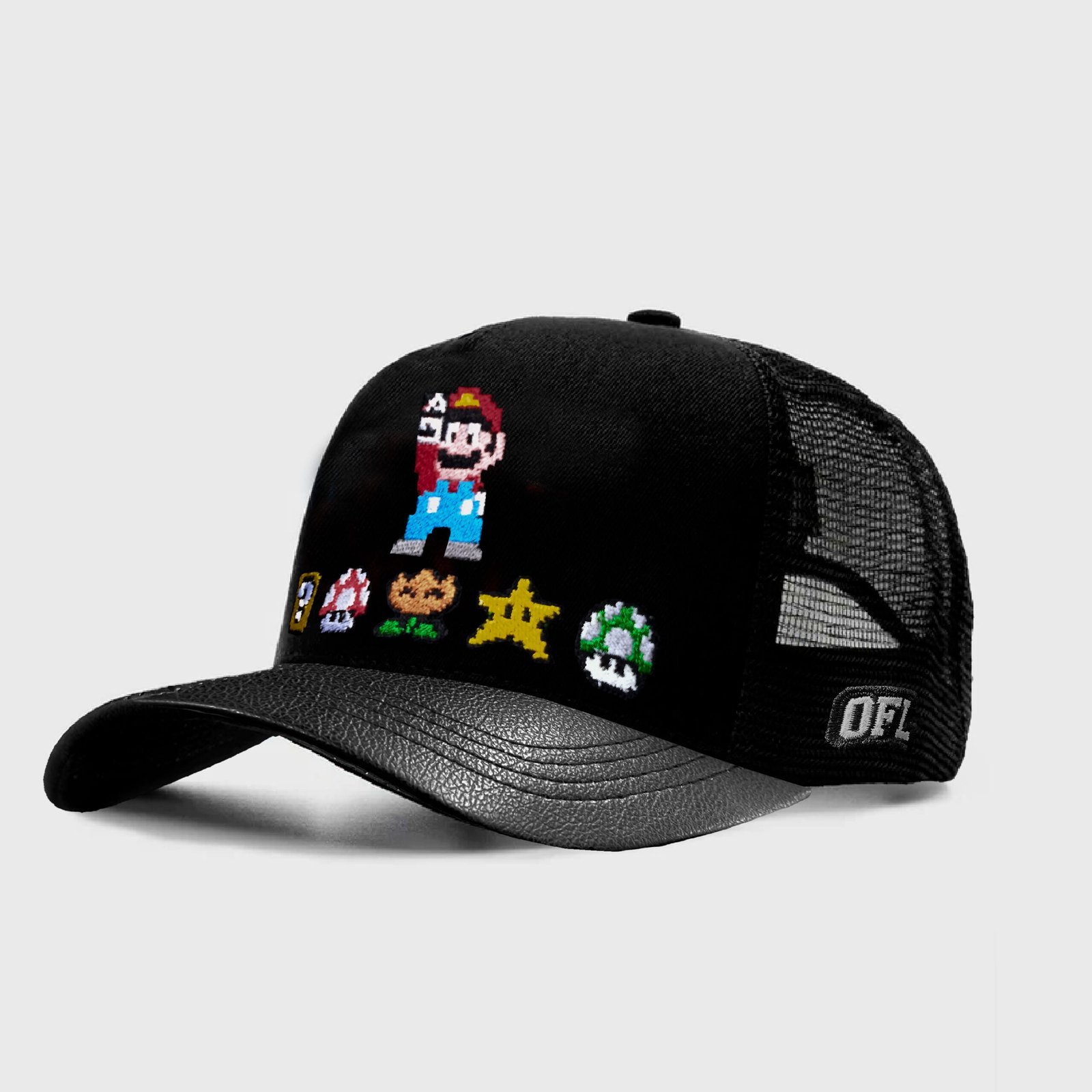 Boné Trucker OFL Kids Mario Bros Preto