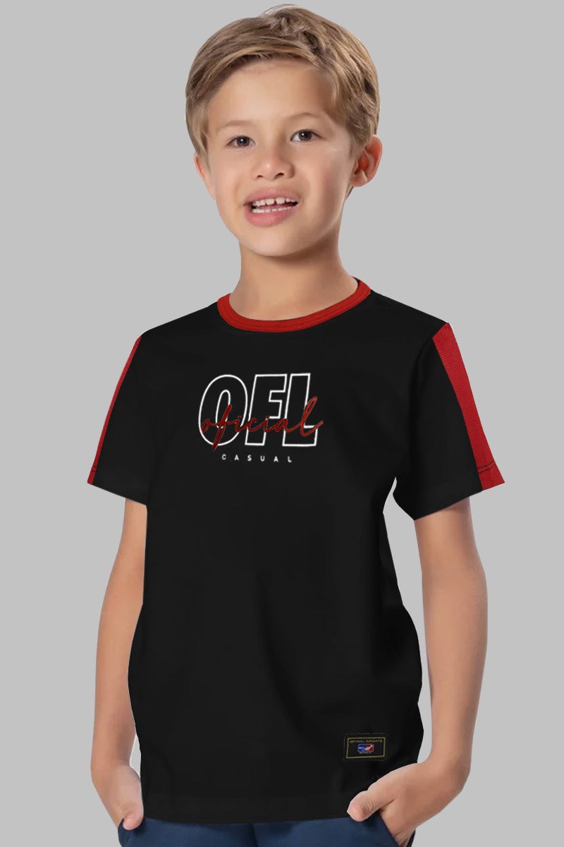 Camiseta Infantil OFL Casual Viés Red