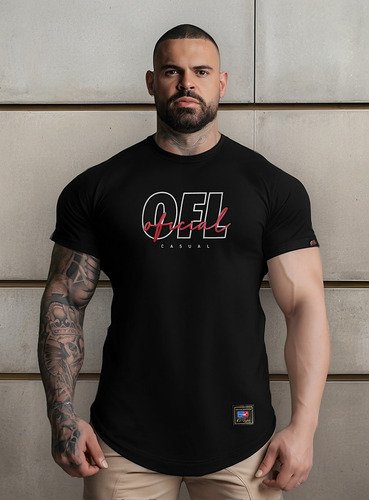 Camiseta Long Line Ofl Casual 100% Algodão Fio 30.1