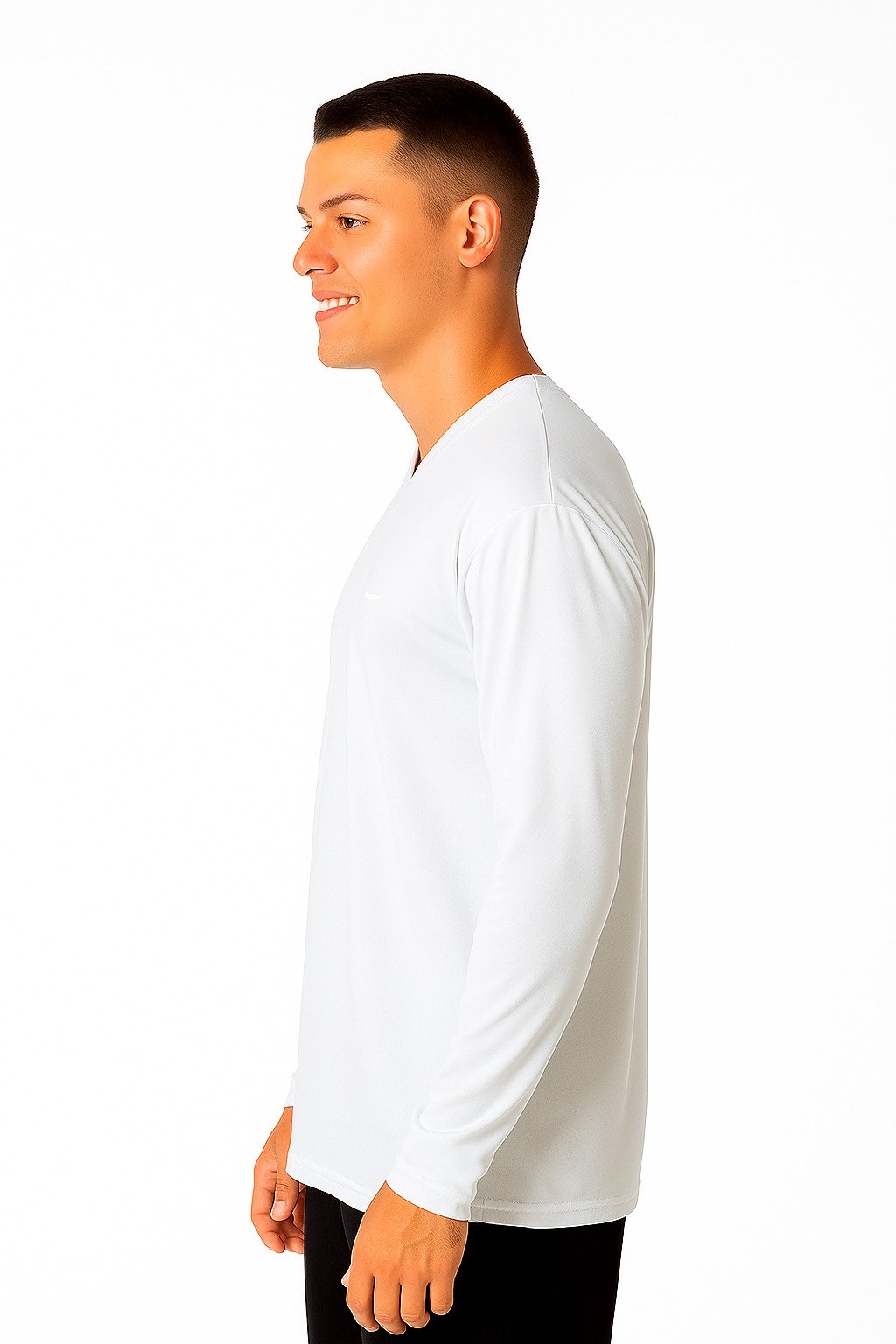 Camiseta Masculina Esporte Branca Manga Longa Dry-fit