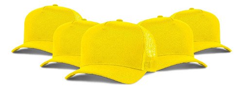 Kits 5 Bonés Lisos Trucker Tela Amarelo Aba Curva Casual