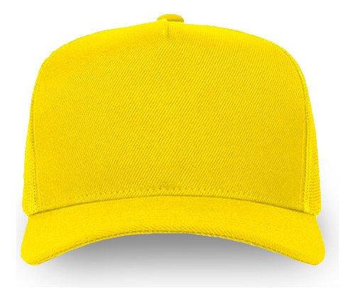 Kits 50 Bonés Lisos Trucker Tela Amarelo Aba Curva Casual