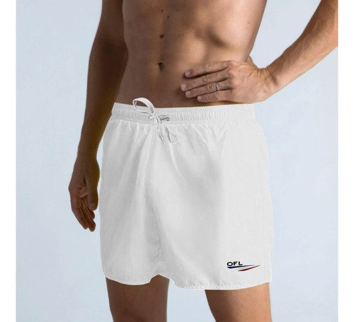 Shorts Tactel Liso Ofl Unissex Com 3 Bolsos Branco