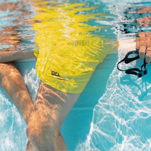 Shorts Tactel Liso Ofl Unissex Curto Com 3 Bolsos Amarelo