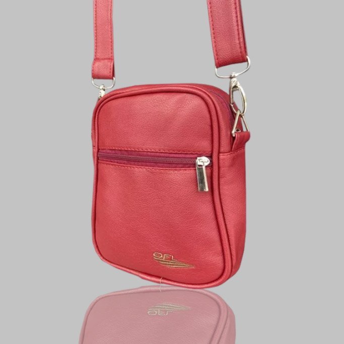 Shoulder Bag Couro OFL Embroidery Red