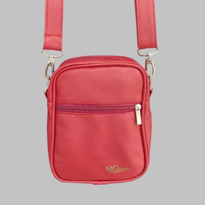 Shoulder Bag Couro OFL Embroidery Red