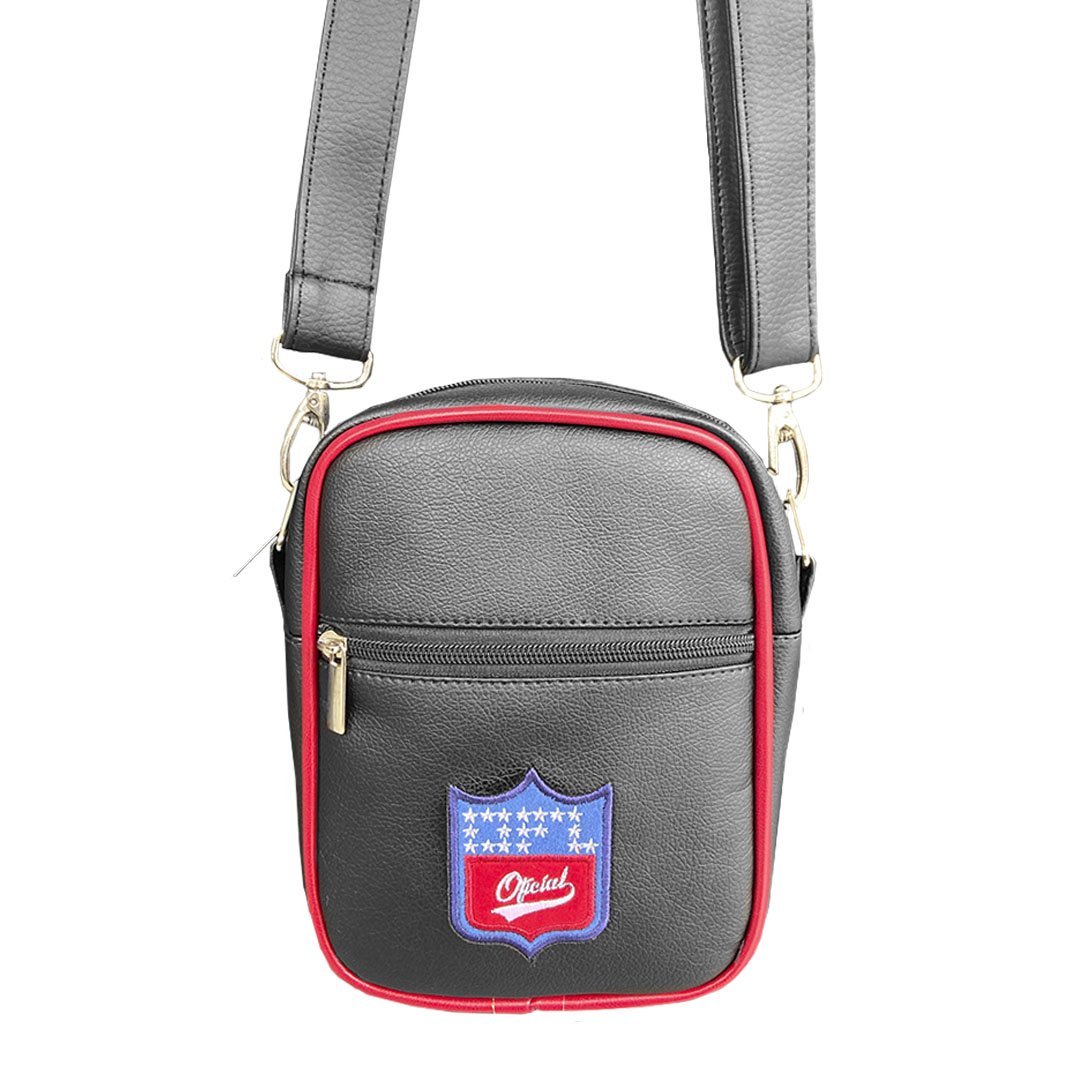 Shoulder Bag Oficial Couro Preta Viés Red