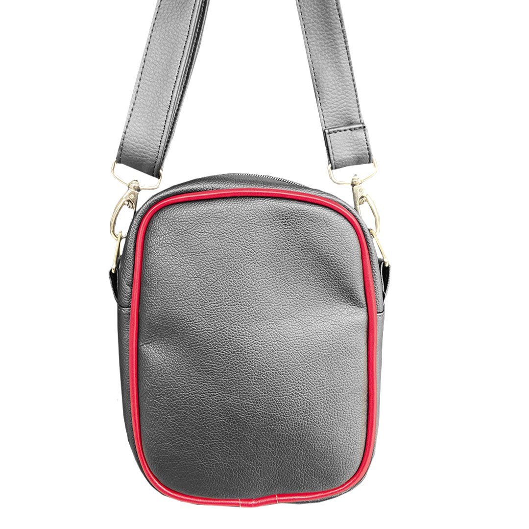 Shoulder Bag Oficial Couro Preta Viés Red