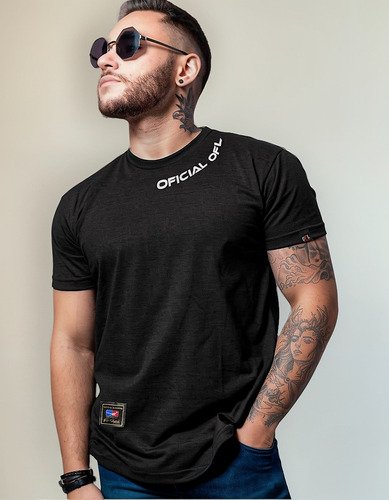 T-shirt Oficial Print Collar 100% Algodão Malha Egípcia