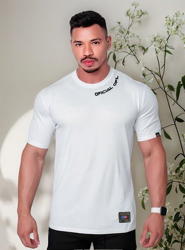 T-shirt Oficial Print Collar 100% Algodão Malha Egípcia
