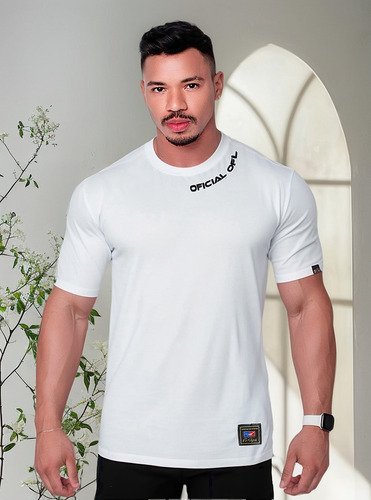 T-shirt Print Collar 100% Algodão Fio 30.1