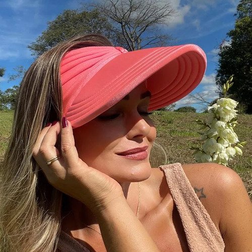 Viseira Moda Praia Sophia Coral Donna Queen Upf 50+