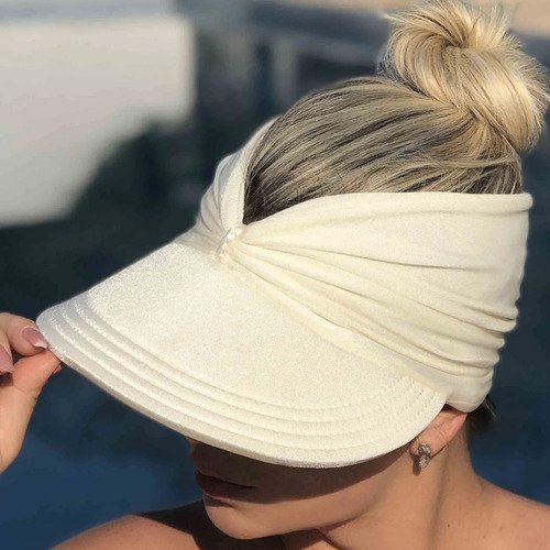 Viseira Moda Praia Sophia Off White Donna Queen Upf 50+