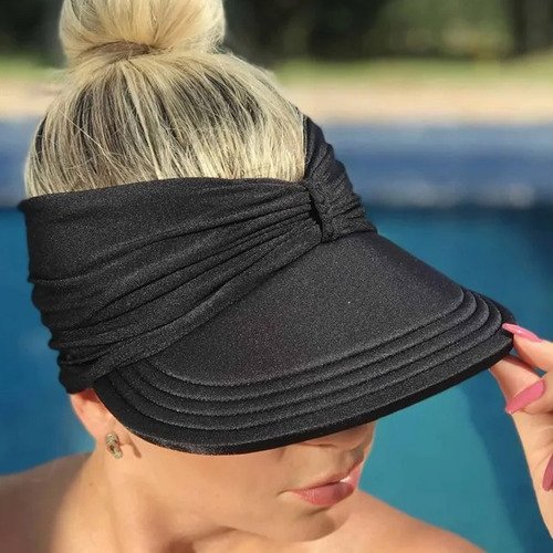 Viseira Moda Praia Sophia Preta Donna Queen Upf 50+