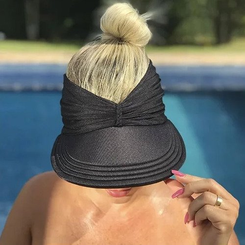 Viseira Moda Praia Sophia Preta Donna Queen Upf 50+