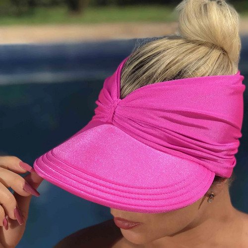 Viseira Moda Praia Sophia Rosa Chiclete Donna Queen Upf 50+